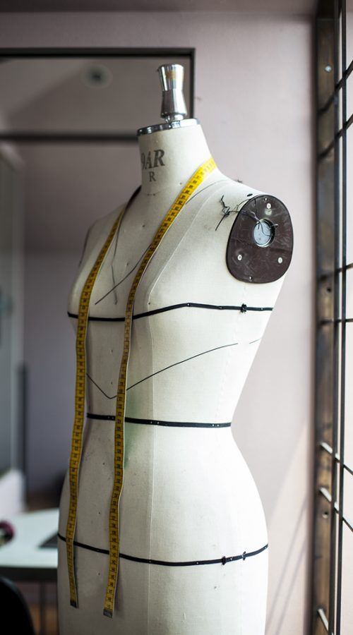 Close up of dressmaker's model in a fashion design studio.